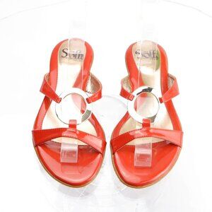Sofft Women's Sandal Size 6 Coral Patent Strappy Slide Comfy Metal Detail Shoe